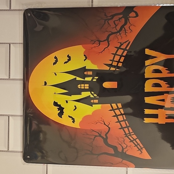 8x12 Happy Halloween Metal Sign with Pumpkins - Picture 2 of 3